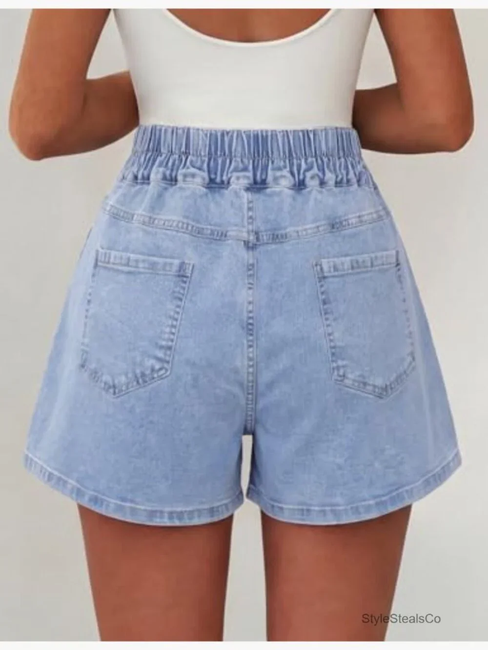 Womens High Waisted Baggy Wide Leg Denim Shorts with Pockets Trendy